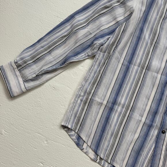 Tilley Striped Long Sleeve Button Up Shirt L Lightweight Textured Casual - Picture 3 of 7